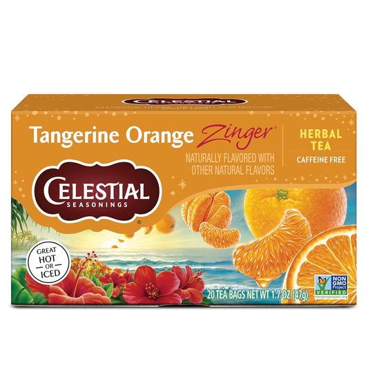 20 individually portioned tea bags per box, available in 1, 2, 3, and 6 pack configurations across the zinger product line